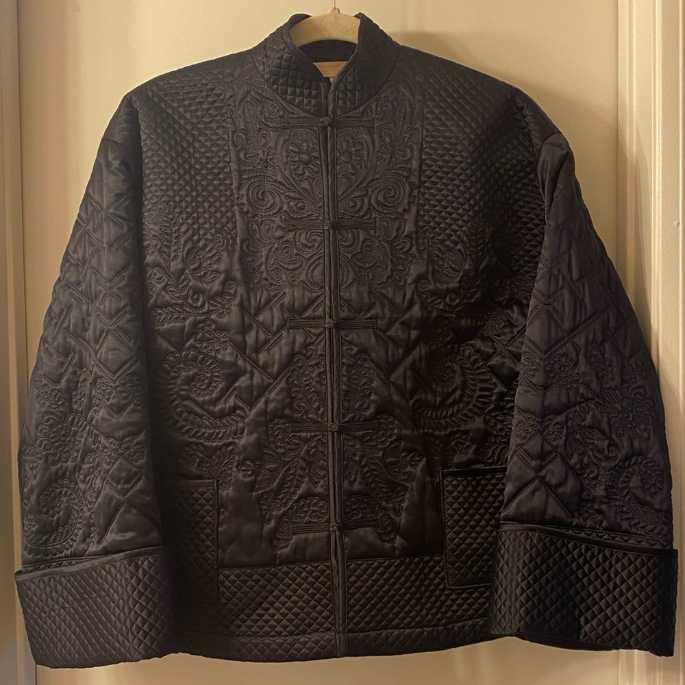 Victoria Secret Black Silk Quilted Kimono Jacket